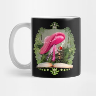 Little fairy on a book with mushroom Mug